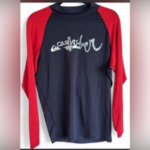 Y2K Quiksilver Black & Red Long Sleeve Rash Guard